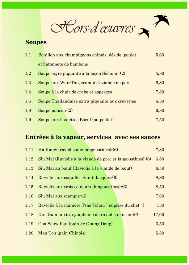 menu